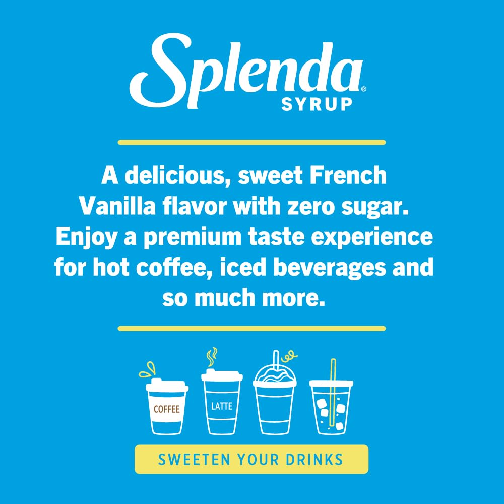 Splenda Coffee Syrup, French Vanilla, Sugar Free, Flavored Liquid Syrups For Drinks, 750 Ml Bottle