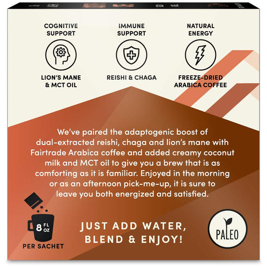 Sun Alchemy Cognitive Coffee with Organic MCT Oil, Fair-Trade Coffee, Lion’s Mane, Reishi & Chaga - 10 Sachets