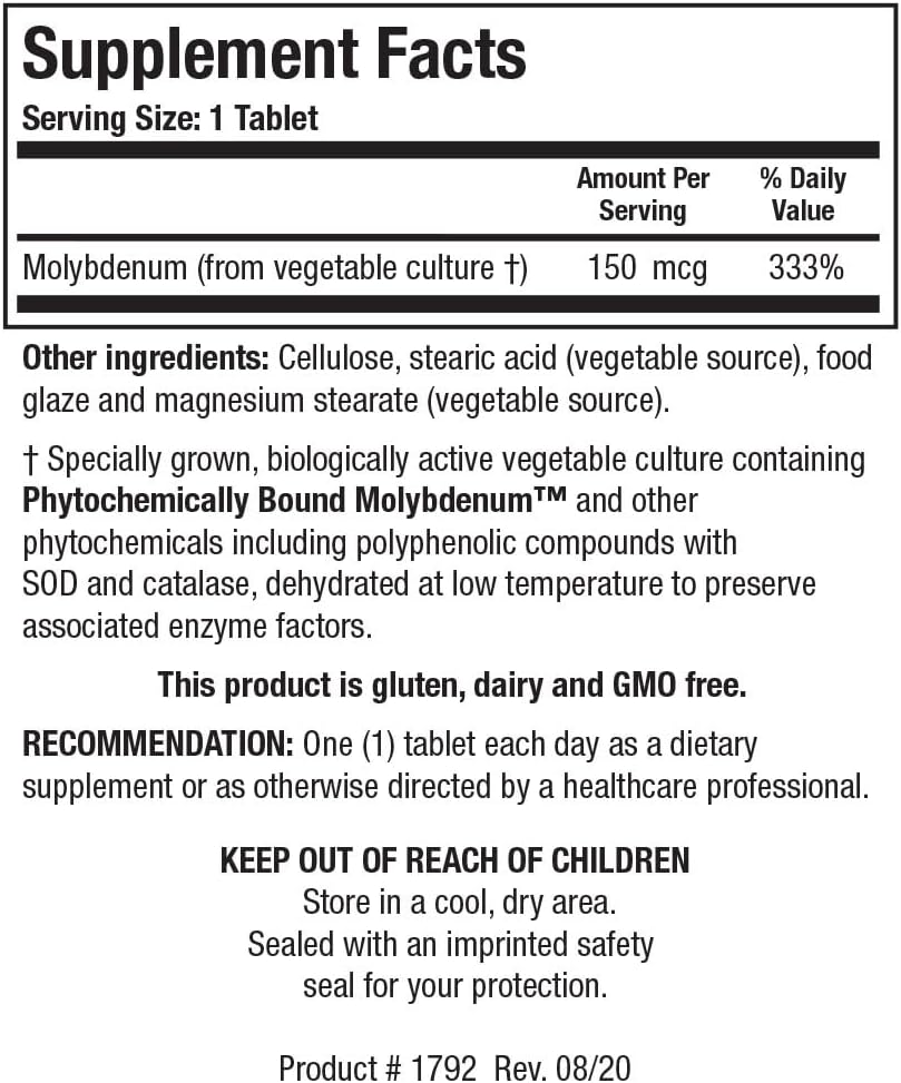 Biotics Research MoZyme Forte Molybdenum 150 mcg, Liver Support, Detoxification, Essential Trace Element, Healthy Metabolism, Antioxidant Support 100 Tablets : Health & Household