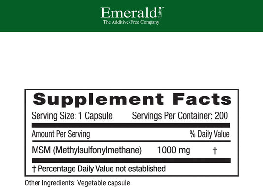 Emerald Labs Msm 1000 Mg - Dietary Supplement With Plant-Sourced Methy