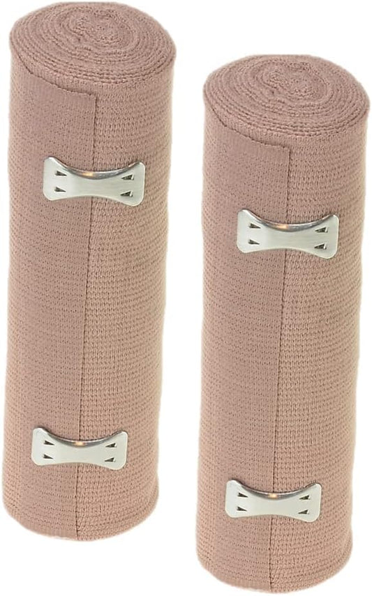 Dealmed 6" Elastic Bandage Wrap With Clip Closure – 10 Elastic Bandages, 5 Yards Stretched Compression Bandage Wrap, Wound Care Product For First Aid Kit And Medical Facilities