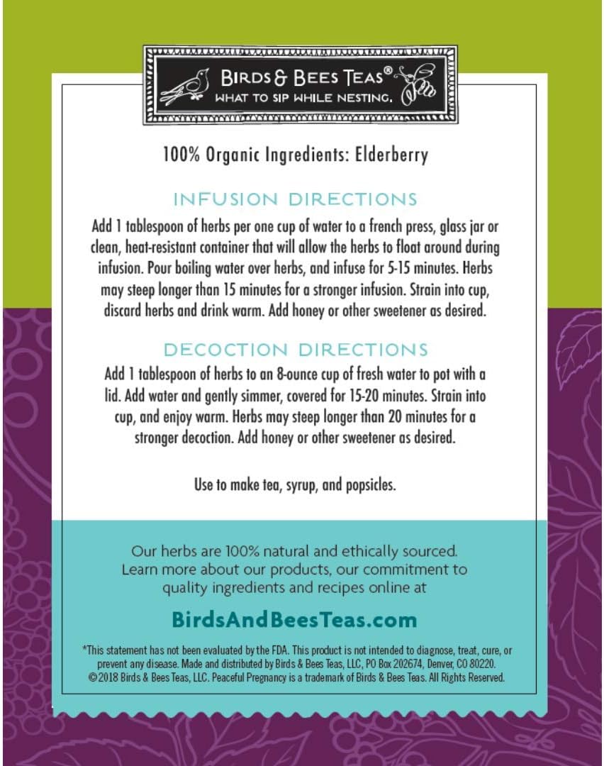 BIRDS AND BEES TEAS Dried Elderberries Bulk 1 lb - Makes Great Organic Elderberry Tea - Sambucus Nigra is Known for It's Immune System Booster Properties