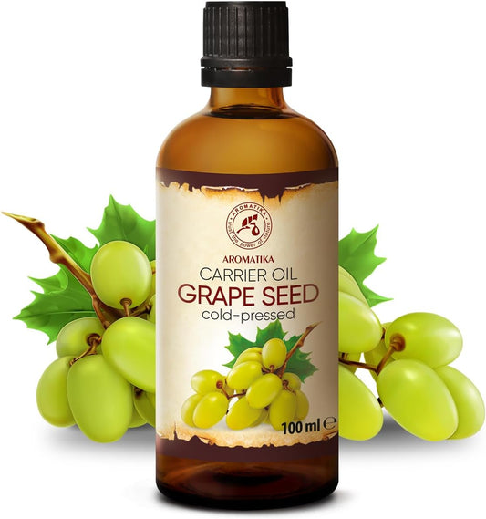 Grapeseed Oil 100Ml - Cold Pressed - 100% Pure And Natural - Vitis Vinifera - Italy - Best Benefits For Hair - Face And Skin Care - Massage