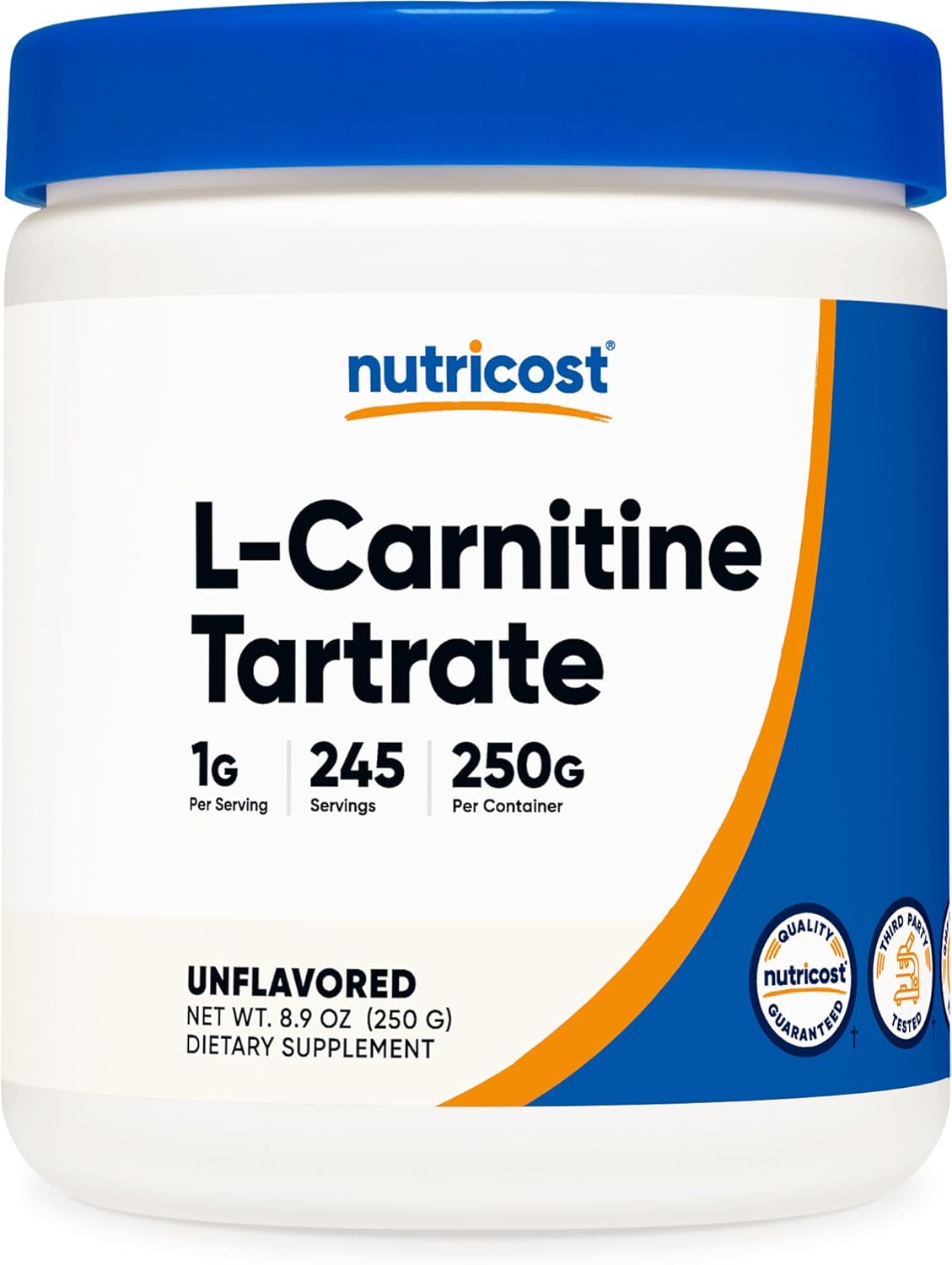 Nutricost L-Carnitine Tartrate Powder (250 Grams) - 1 Gram per Serving, 245 Servings