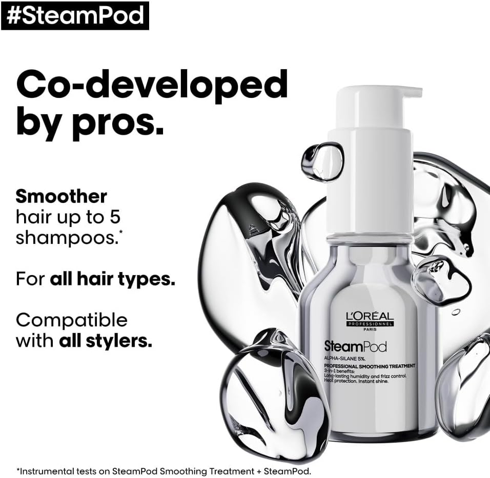 L’Oreal Professionnel, 3-In-1 Smoothing Treatment, Up to 72hr Frizz Control, Heat Protection, Shine, Steampod, For All Hair Types, 50 ml : Amazon.co.uk: Beauty