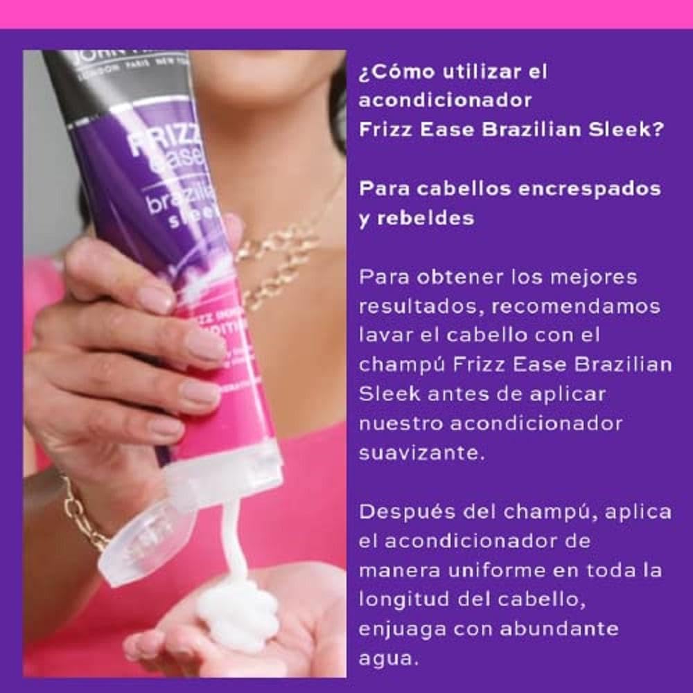 John Frieda Frizz Ease Brazilian Sleek Frizz Immunity Conditioner 250ml, Conditioner for Dry, Frizzy, Curly Hair : Amazon.co.uk: Beauty