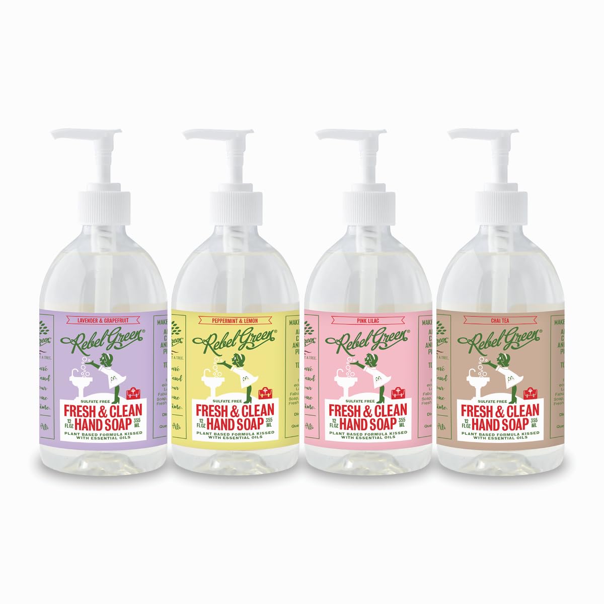 Rebel Green Liquid Hand Soap - Moisturizing Natural Bathroom & Kitchen Liquid Soap - Gentle Household Hand Wash With Fresh Peppermint & Lemon Scent - (1 Gallon Refill Bottle)