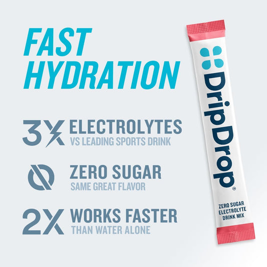 Dripdrop Hydration - Zero Sugar Electrolyte Powder Packets Keto - Watermelon - 32 Count