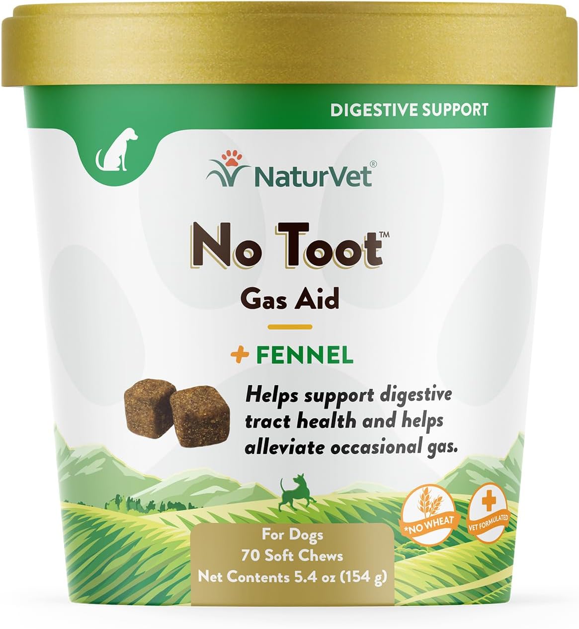 Naturvet – No Toot Gas Aid For Dogs Plus Fennel – 70 Soft Chews | Alleviates Intestinal Gas | Helps Reduce Stool & Urine Odors | 30 Day Supply