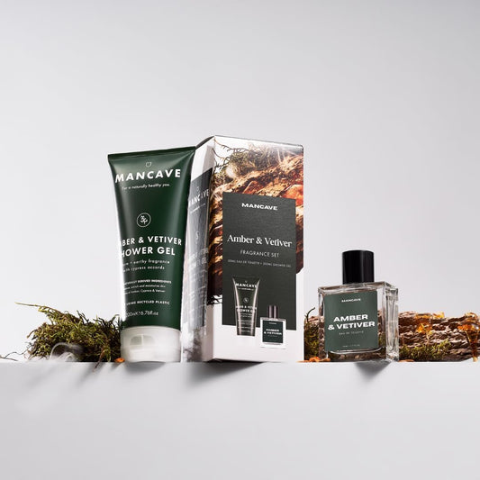 Mancave Amber & Vetiver Men'S Fragrance Gift Set, 50Ml Amber & Vetiver Eau De Toilette, 200Ml Shower Gel, Perfume Set, Mans Fragrance Kit, Present Idea For Him