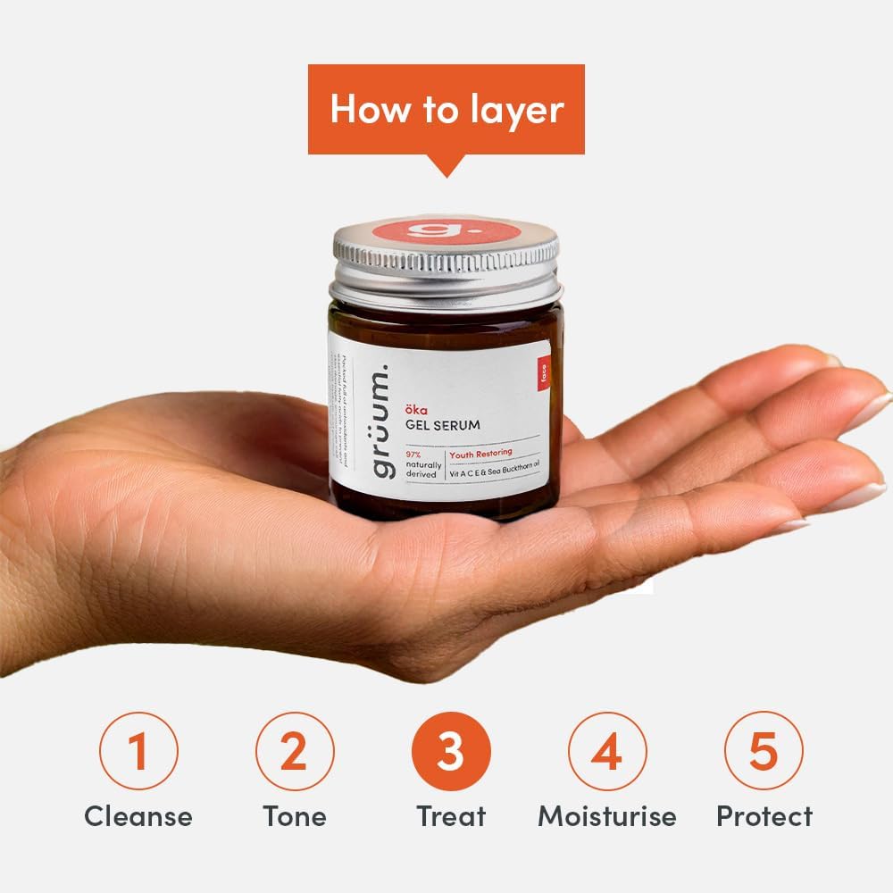 grüum Youth Restoring Skin Gel Serum 30ml - Face Glow Anti aging Vitamin C Serum for Women with Hyaluronic Acid, Sea buckthorn oil & Retinol : Amazon.co.uk: Beauty