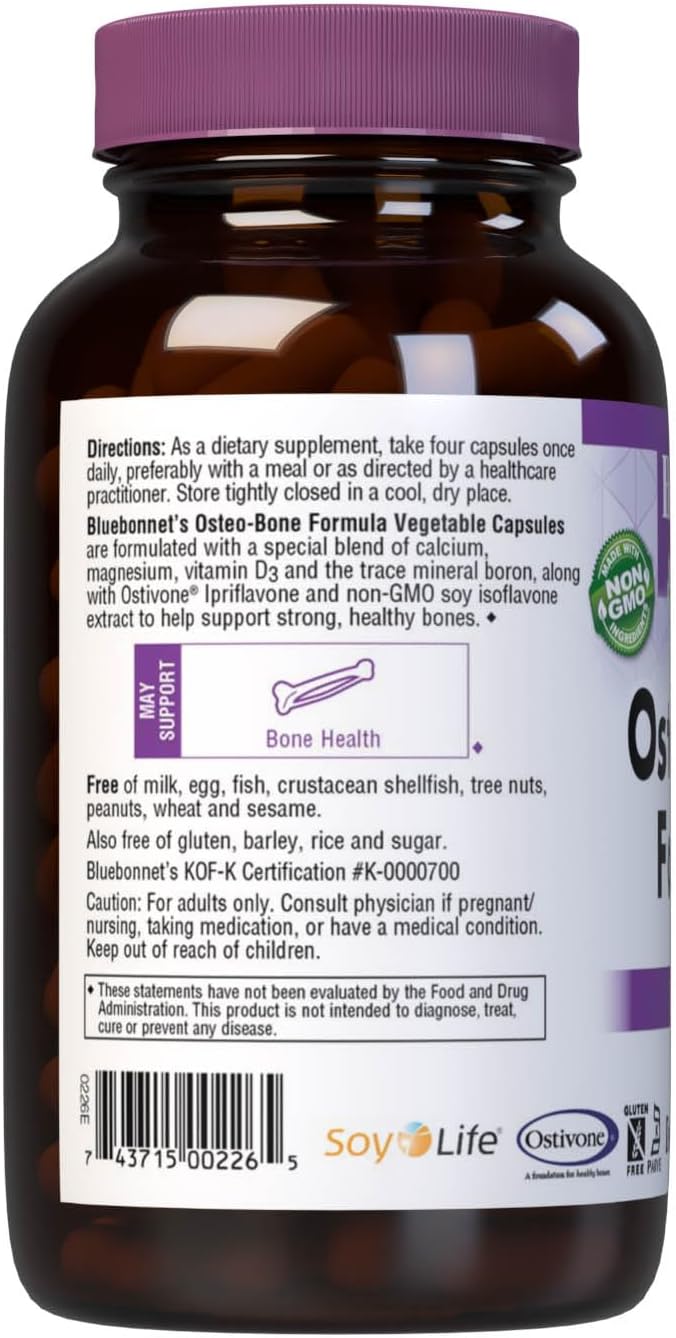 Bluebonnet Osteo-Bone Formula Vegetarian Capsules, 180 Count