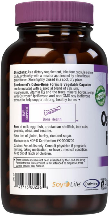 Bluebonnet Osteo-Bone Formula Vegetarian Capsules, 180 Count