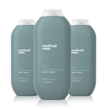 Method Men Body Wash, Sea + Surf, Paraben And Phthalate Free, 18 Fl Oz (Pack Of 3),Softening