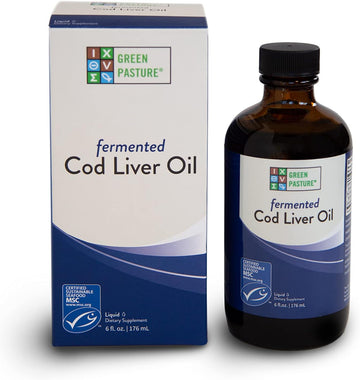 Green Pasture - Fermented Cod Liver Oil Liquid -6 fl. oz. Vitamin A Vi