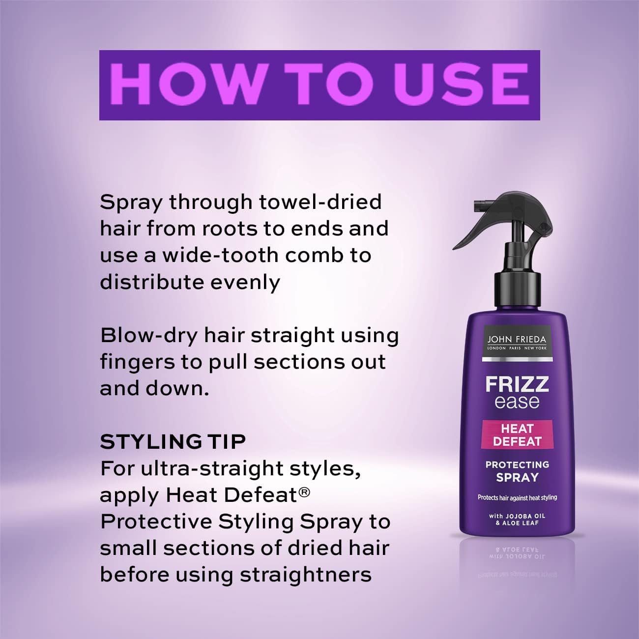 John Frieda Frizz Ease Heat Defeat Protecting Spray & 3 Day Straight Straightening Spray: 1X150Ml,1X100Ml