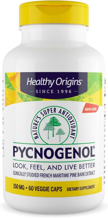 Healthy Origins Pycnogenol 150 Mg, French Maritime Pine Bark Extract, Natures Super Antioxidant, Antioxidant, Non-Gmo, Vegan, 120 Veggie Capsules