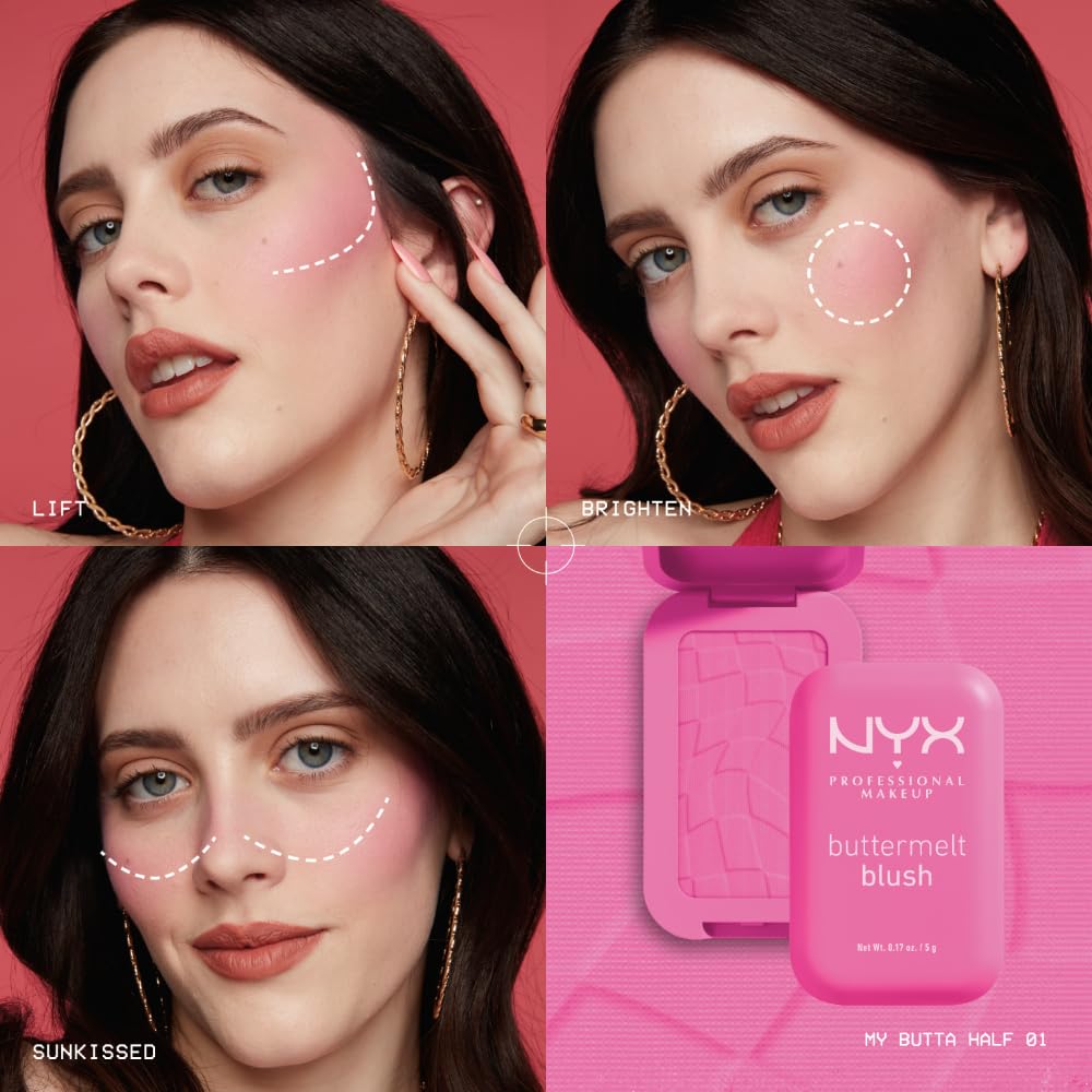 Nyx Professional Makeup Buttermelt Powder Blush, Fade And Transfer-Resistant Blush, Up To 12Hr Make Up Wear, Vegan Formula - Butta Together : Beauty & Personal Care