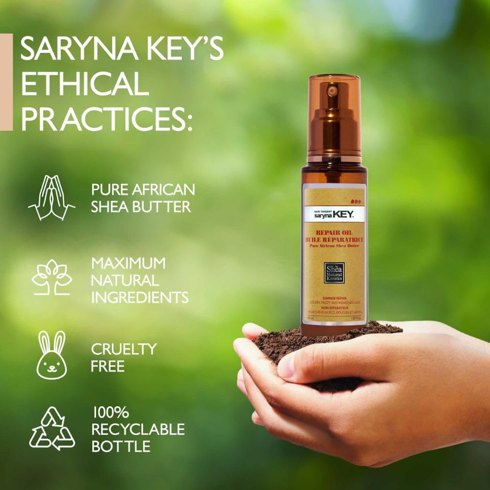 Saryna Key Hair Oil For Damage Repair - Pure African Shea Butter With Keratin & Vitamin E For Hair Treatment - Frizz Control & Split End Repair Hair Serum - Moisturizes, Shines, Softens (50Ml/1.87Oz) : Beauty & Personal Care
