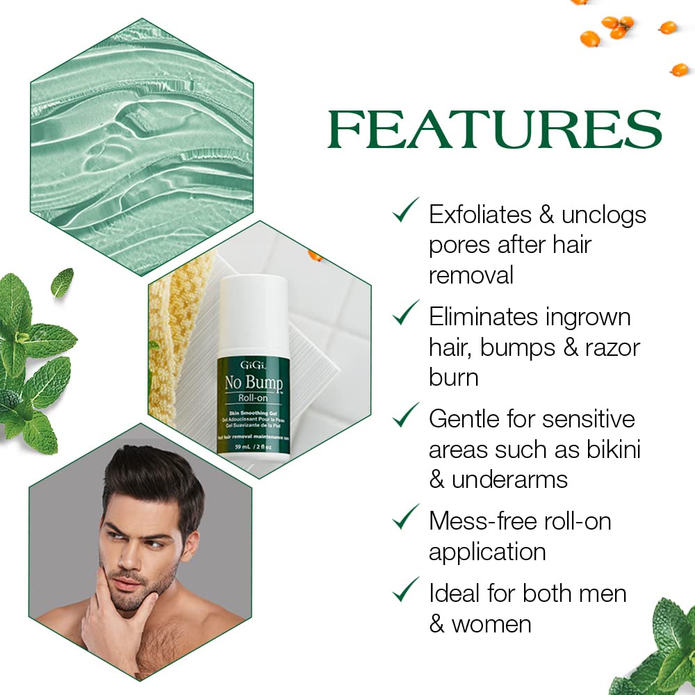 Gigi No Bump Roller Gel - Ingrown Hair Treatment Roll On & Razor Bump Remover, Post-Wax & After Shave Skin Soothing Care, 2 Oz : Beauty & Personal Care