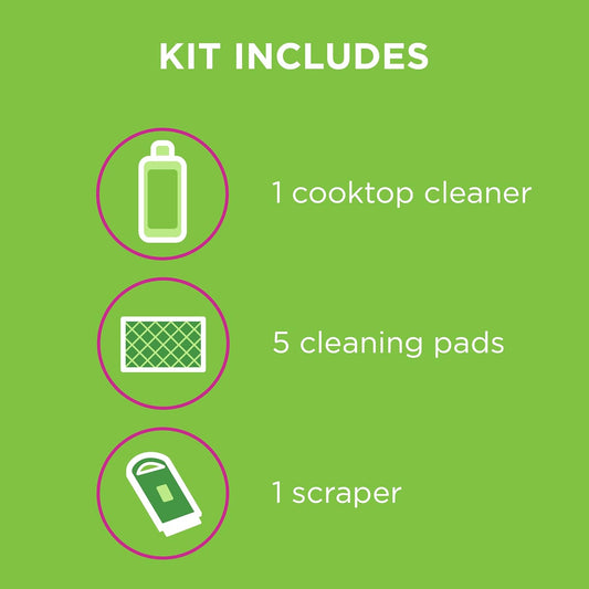 Affresh Cooktop Cleaning Kit, Safe For Glass & Ceramic Cooktops, Includes 5 Oz Cleaner, 5 Pads, 1 Scraper