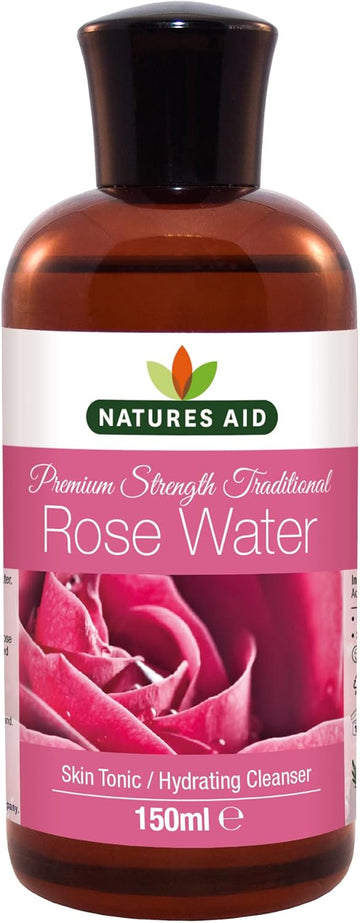 Natures Aid Rose Water 150Ml – Premium Strength Natural Skincare Tonic – Sweet Fragrance – Moisturises & Refreshes Hydrating Cleanser – Vegan, Non-Gmo, Gluten-Free, No Added Ingredients