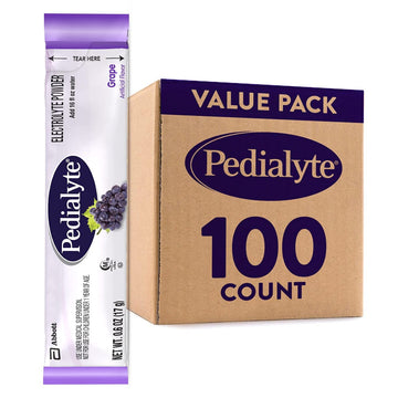 Pedialyte Electrolyte Powder Packets, Grape, Hydration Drink, 100 Single-Serving Powder Packets