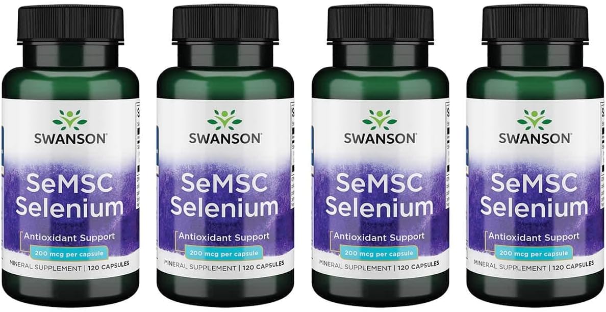 Swanson Semsc Selenium 200 Mcg 120 Capsules (4 Pack)