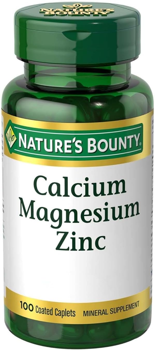 Nature's Bounty Calcium Magnesium & Zinc Caplets, Immune & Supporting Bone Health, 100 Count