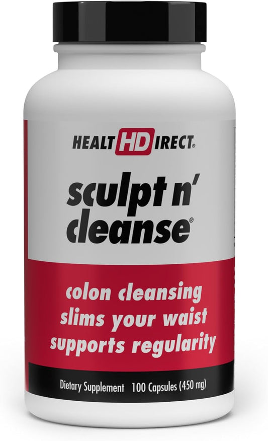 HEALTH DIRECT Sculpt n' Cleanse - Herbal Colon Cleanse for Digestive Health & Regularity - Natural Detox & Gut Flush Supplement - 100 Veggie Capsules