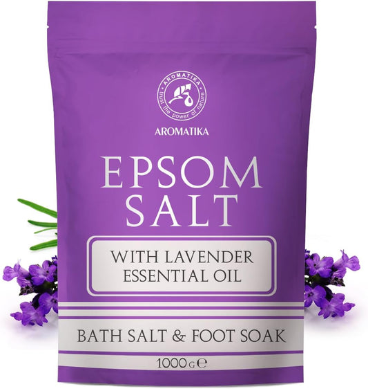 Epsom Bath Salt With Lavender Essential Oil 35Oz - Concentrated Magnesium Sulphate - Pure Epsom Salt - Soothing & Relieves Fatigue - Relaxation - Wellness