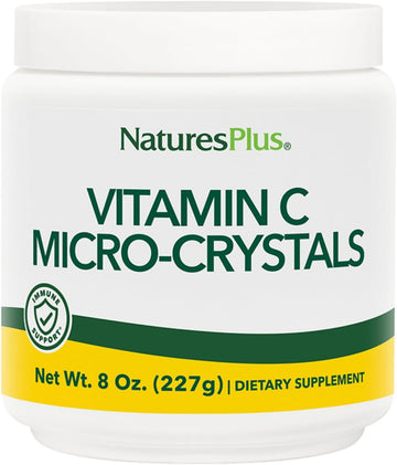 Natures Plus Vitamin C Micro-Crystals - 5000 Mg, 8 Oz Vegetarian Powder - Unflavored - Natural Immune Support Supplement, Antioxidant, Free-Radical Defense - Gluten-Free - 45 Servings