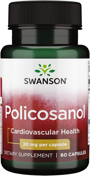 Swanson Policosanol - Supplement Helps Support Cardiovascular Health - All Natural Formula Aids Good Heart Health & Function - Helps Maintain Healthy Cholesterol Levels (60 Capsules, 20mg Each)