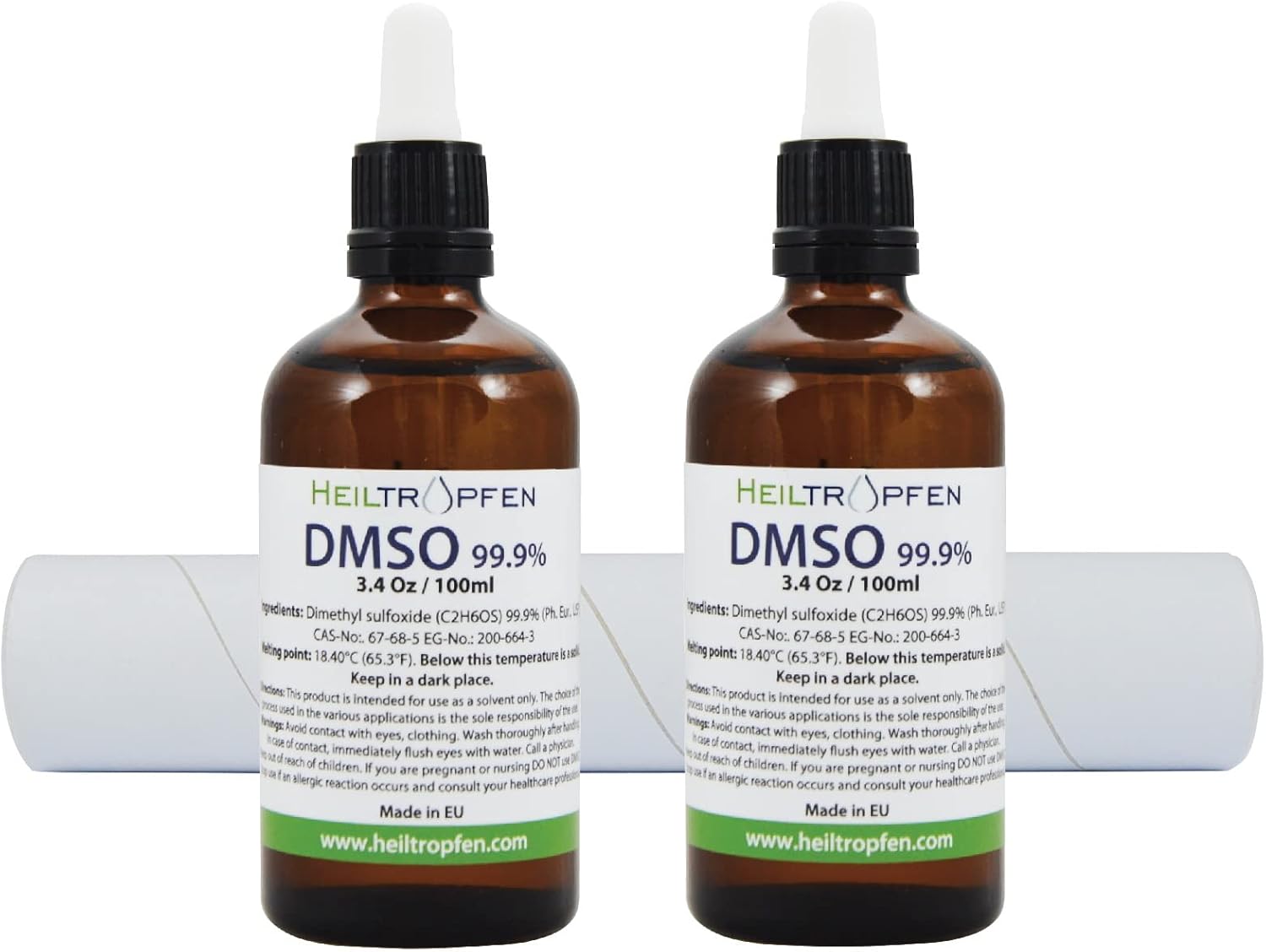 2X Dmso 99.9% Pharma Grade Ingredients | Low Odor - Dimethyl Sulfoxide Liquid | 2X 3.4 Oz - 2X 100 Ml | High Purity | Set Of Two | Heiltropfen® : Health & Household