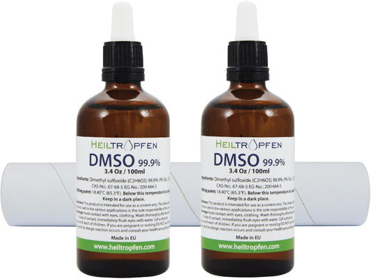2X Dmso 99.9% Pharma Grade Ingredients | Low Odor - Dimethyl Sulfoxide Liquid | 2X 3.4 Oz - 2X 100 Ml | High Purity | Set Of Two | Heiltropfen® : Health & Household