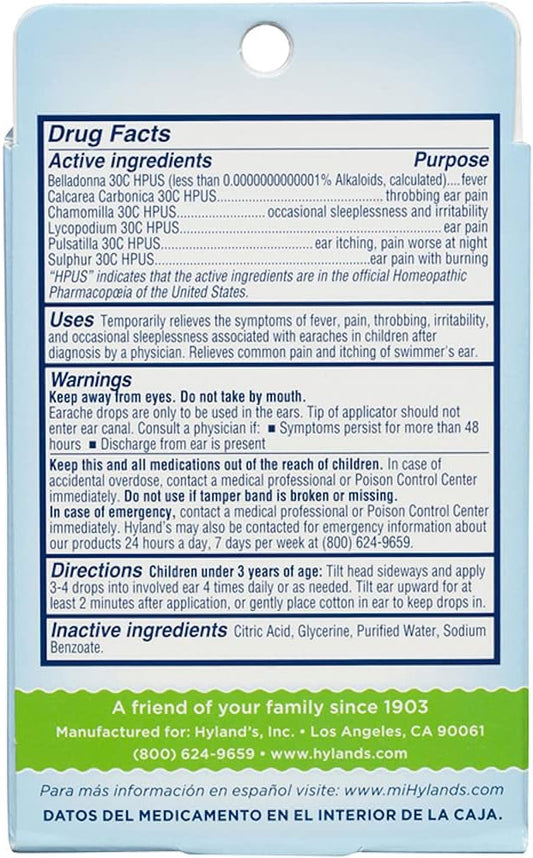 Allergy Relief For Baby By Hyland'S, Infant Earache Drops, Natural Homeopathic Earache Pain Relief From Allergy And Cold & Flu, 0.33 Ounce