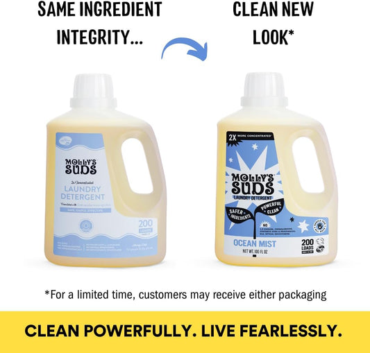 Molly'S Suds Liquid Laundry Detergent | Natural Laundry Detergent Soap For Sensitive Skin | 2X Concentrated, High Efficiency (He) | Ocean Mist - 100 Loads