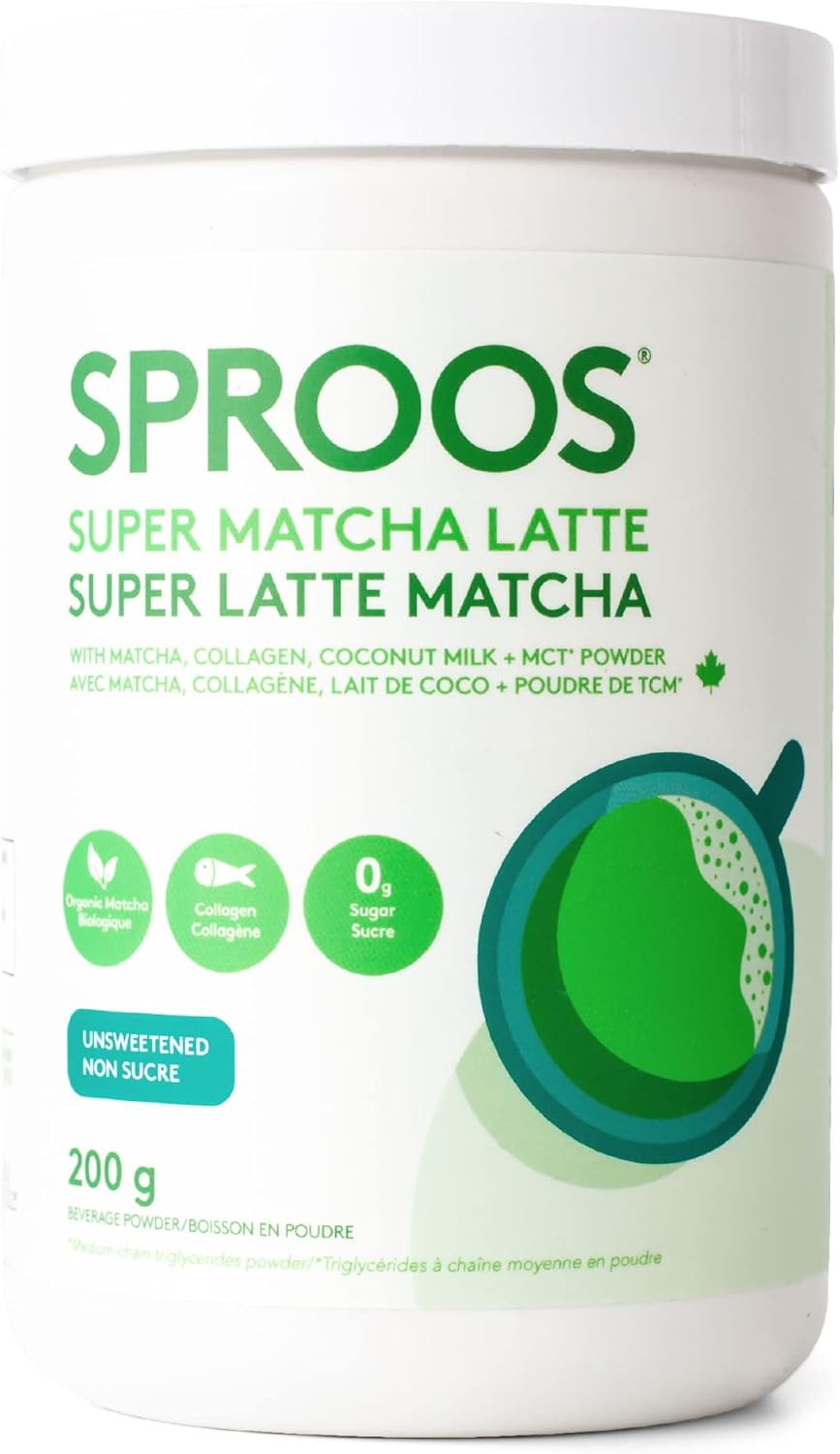 Sproos Sp00116 Super Latte Matcha, Collagen, Coconut Milk, Mct Powder-Antioxidant, Enhanced Skin, Hair & Nails, White