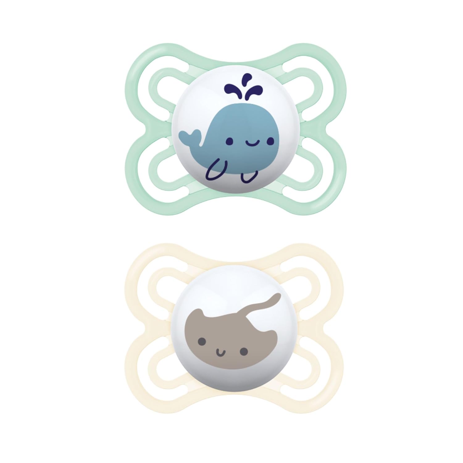 Mam Perfect Baby Pacifier, Patented Nipple, Developed With Pediatric Dentists & Orthodontists, 2 Pack, 0-6 Months, Boy