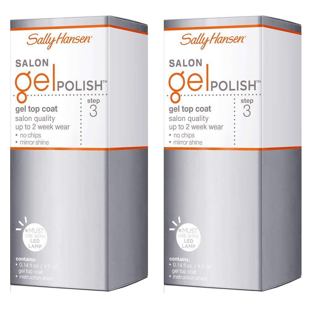 Sally Hansen Salon Gel Polish Nail Top Coat, 0.14 Fl Oz, Pack Of 2