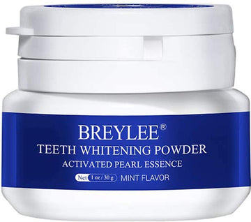 Teeth Whitening Powder,Pearl Essence Teeth Brightening Powder,Breylee Natural Teeth Whitener Removing Stain Caused By Coffee Wine Smoking Without Causing Damages,Keeping Oral Fresh(1.05 Oz)
