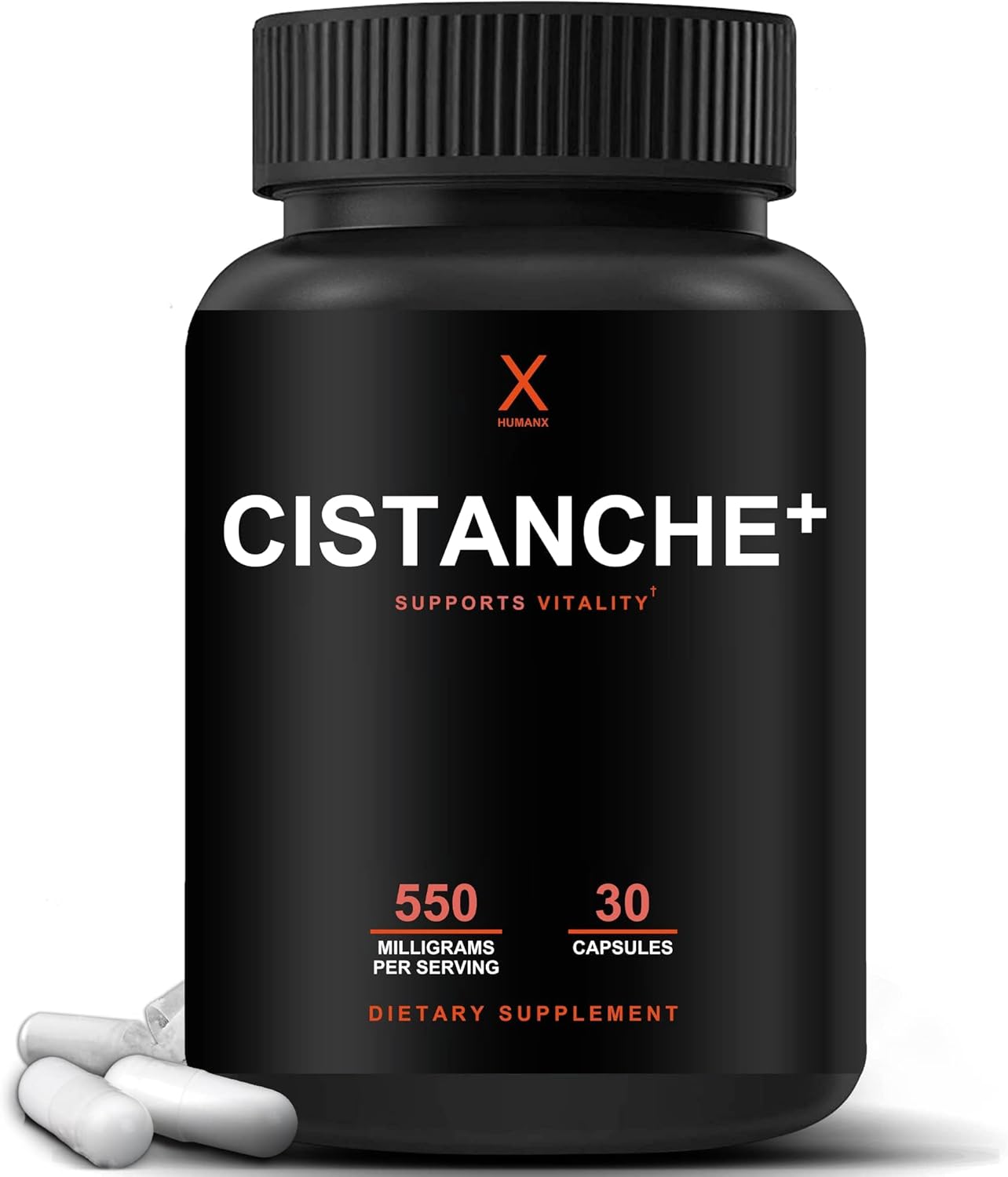 Humanx Cistanche+ 550Mg (Cistanche Tubulosa Extract Powder For Men) Usa Made - Easy To Swallow Capsules - Powerful Supplement To Support Athletic Performance, Strength, & Vitality