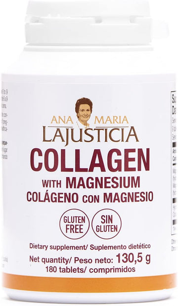 Ana Maria Lajusticia Collagen With Magnesium 180 Tabs - Healthy Teeth, Skin & Bones - Energy-Full - Gluten-Free - Easy-To-Use - Rejuvenates Your Skin & Strengthens Nervous System - From Spain
