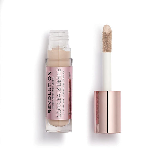 Revolution Beauty, Conceal & Define Concealer, Full Coverage & Lightweight, Long-Lasting Matte Finish, Vegan & Cruelty Free, C4 Fair To Light Skin Tones, 0.14 Oz