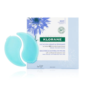 Klorane - Smoothing & Soothing Eye Masks with Cornflower & Plant-Based Hyaluronic Acid - Hydrogel Eye Patches For Puffy, Tired Eyes and Dark Circles - 7 ct
