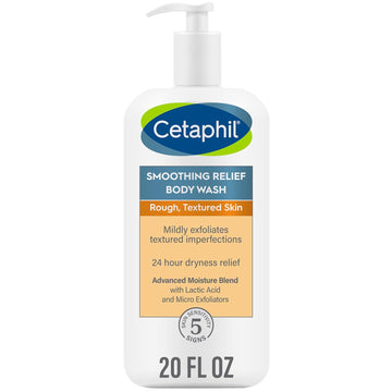 Cetaphil Body Wash, New Smoothing Relief Exfoliating Body Wash, Mildy Exfoliates To Smooth Rough, Textured Skin, 24 Hour Dryness Relief, For Sensitive Skin, 20 Oz