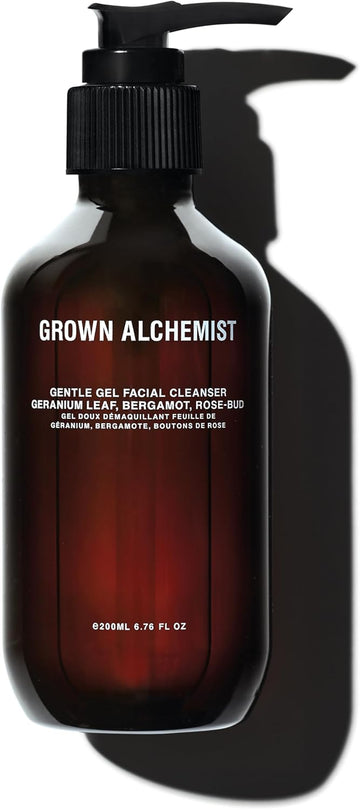 Grown Alchemist Facial Cleanser, Gentle Gel Cleanser Geranium Leaf, Bergamot, Rosebud Oil Based - Face Cleanser For Dry And Sensitive Skin Types, Natural Hydrating Face Wash, Reduces Acne - 200 Ml