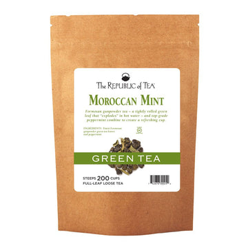 The Republic Of Tea Moroccan Mint Green Full-Leaf Loose Tea 1 Lb Bag | Steeps 200 Cups | Caffeinated