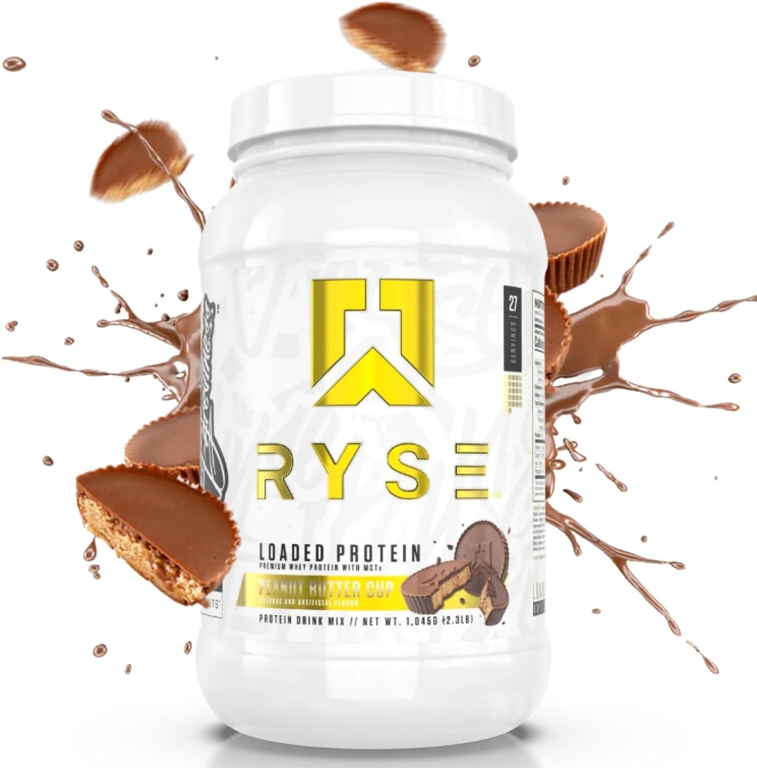 RYSE Up Supplements Loaded Protein Powder | 25g Whey Protein Isolate & Concentrate | with Prebiotic Fiber & MCTs | Low Carbs & Low Sugar | 27 Servings (Peanut Butter Cup)