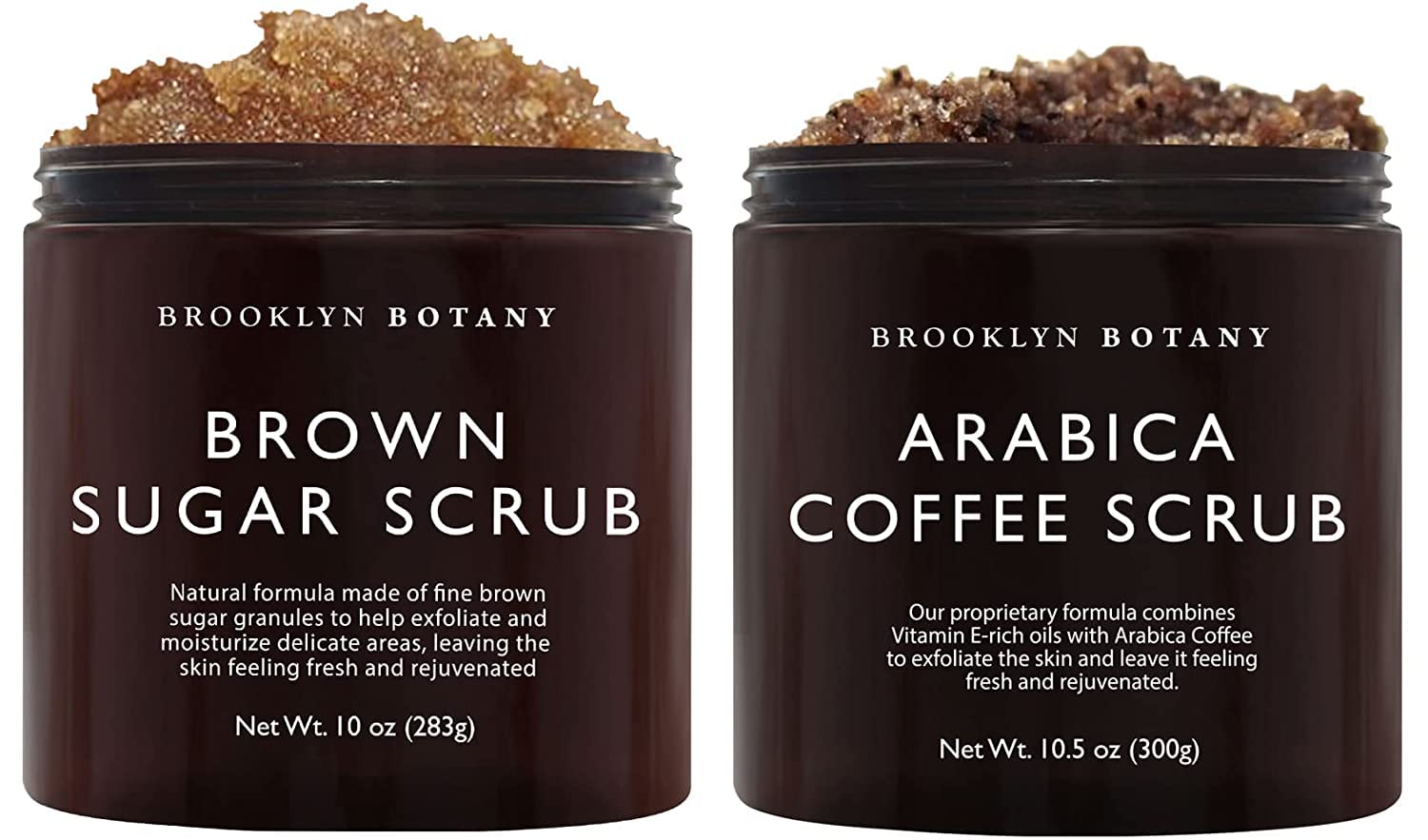 Brooklyn Botany Brown Sugar Body Scrub & Arabica Coffee Body Scrub - Exfoliating Body Scrub – Anti Cellulite Scrub Helps Fight Stretch Marks, Cellulite, Veins And Eczema – Gift For Women - 10 Oz